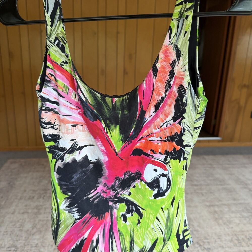 Onia Kelly Parrot Watercolor Tropical Scoop-Back One Piece Cheeky Swimsuit S